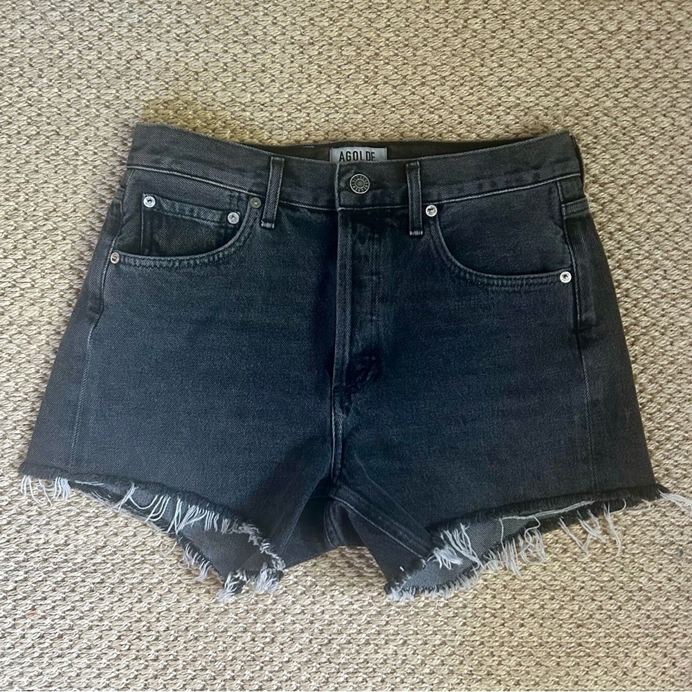 AGOLDE Faded Black Denim Shorts - 25